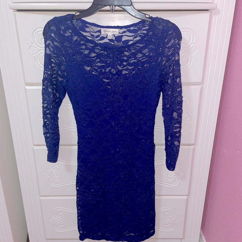 Navy blue dress with glitter